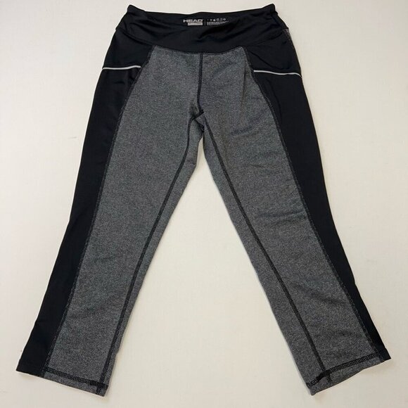 Head Womens Capri Pants Black White Stretch Herringbone Cropped Activewear XS - Picture 1 of 10